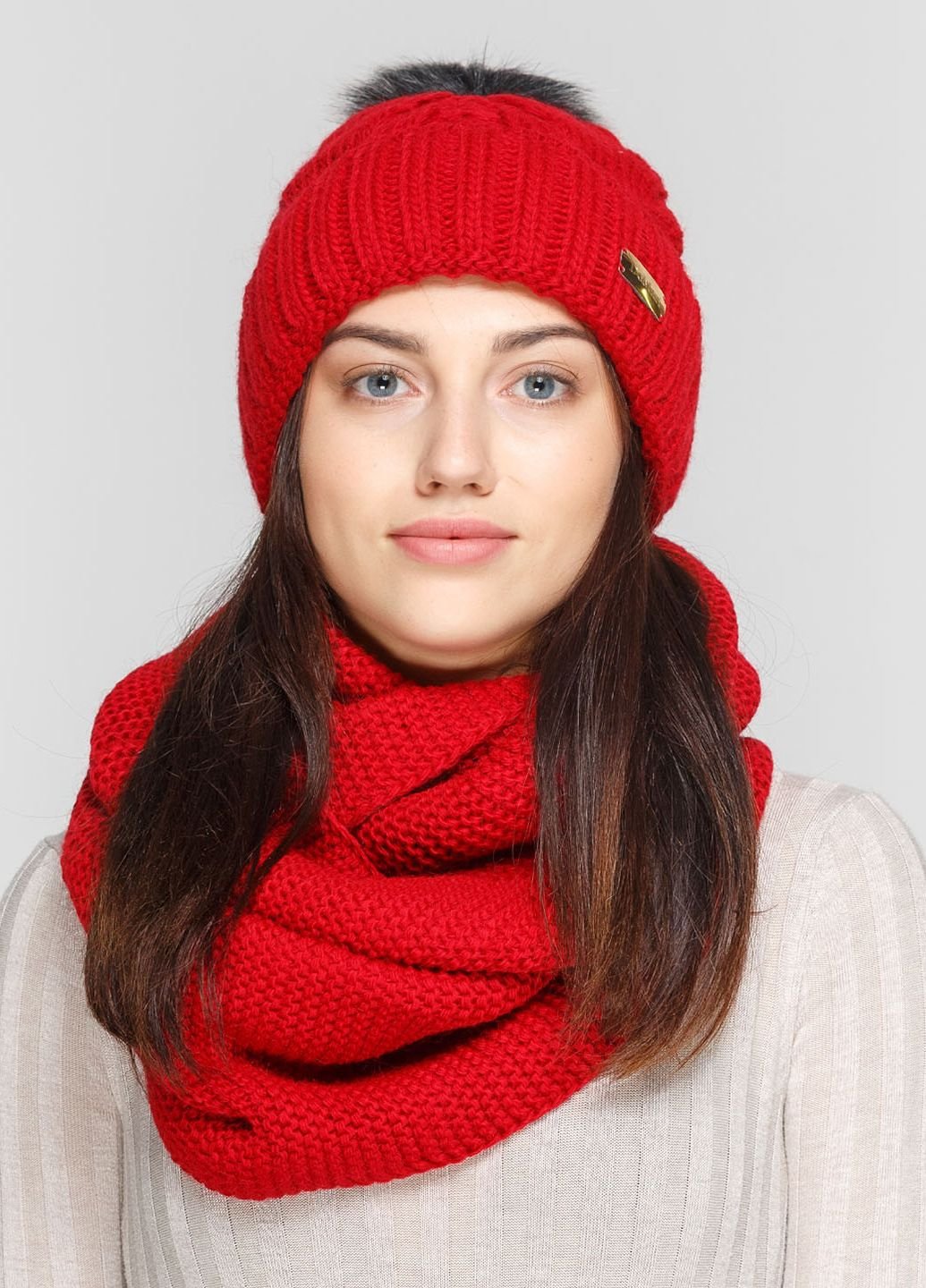 Комплект (шапка, шарф-снуд) DeMari АвроваК 660455 - Красный