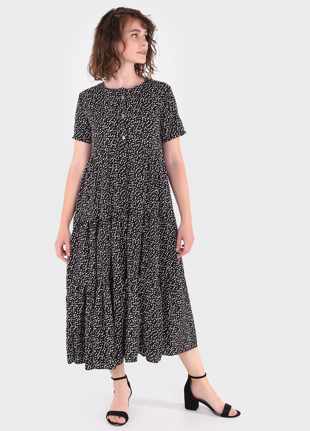 Купити Літня бавовняна сукня чорного кольору Merlini Горошок 700000020, розмір 42-44 в інтернет-магазині