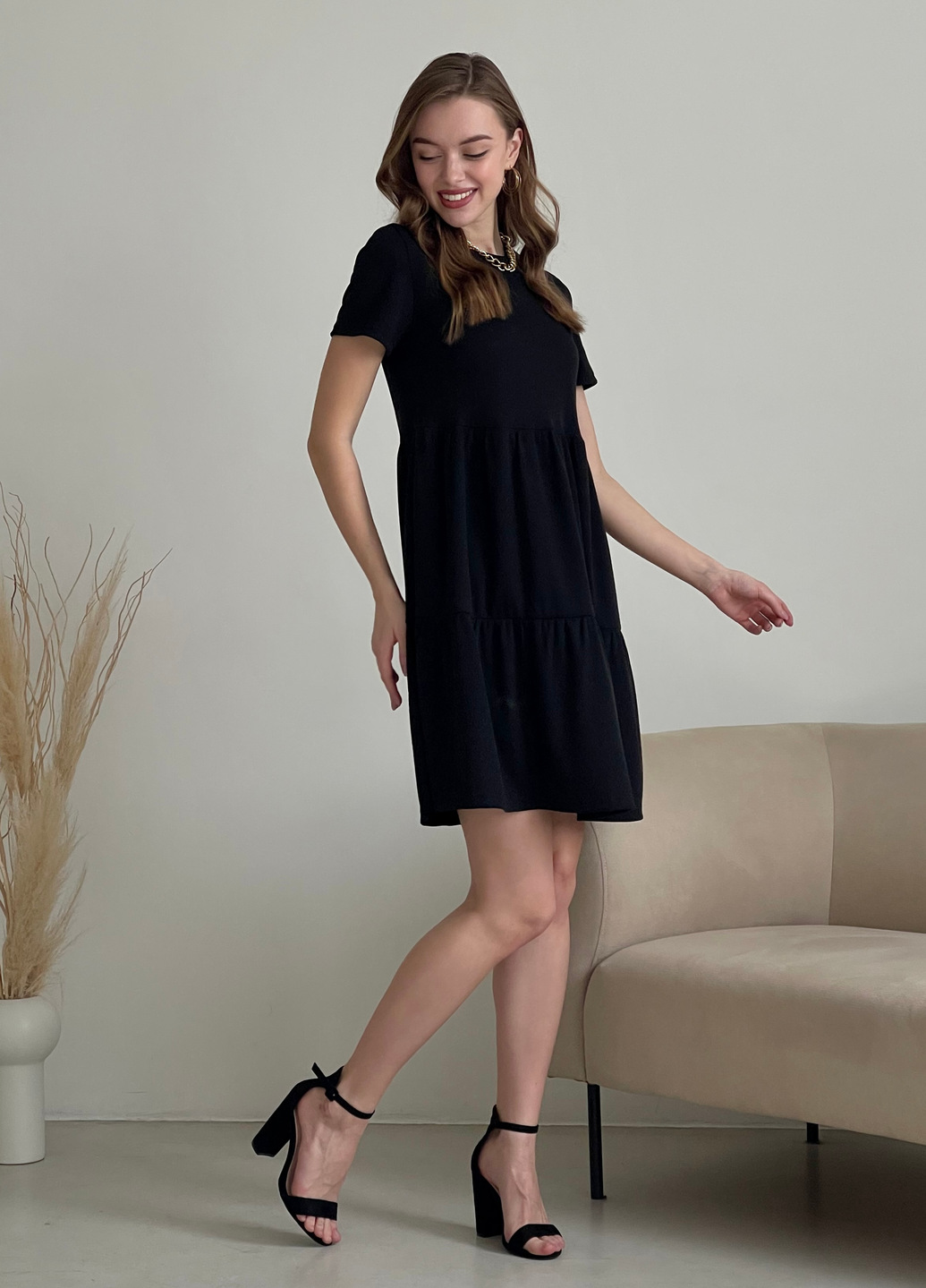 Купити Вільна сукня трапеція міді чорне Merlini Марконі 700001221 розмір 42-44 (S-M) в інтернет-магазині
