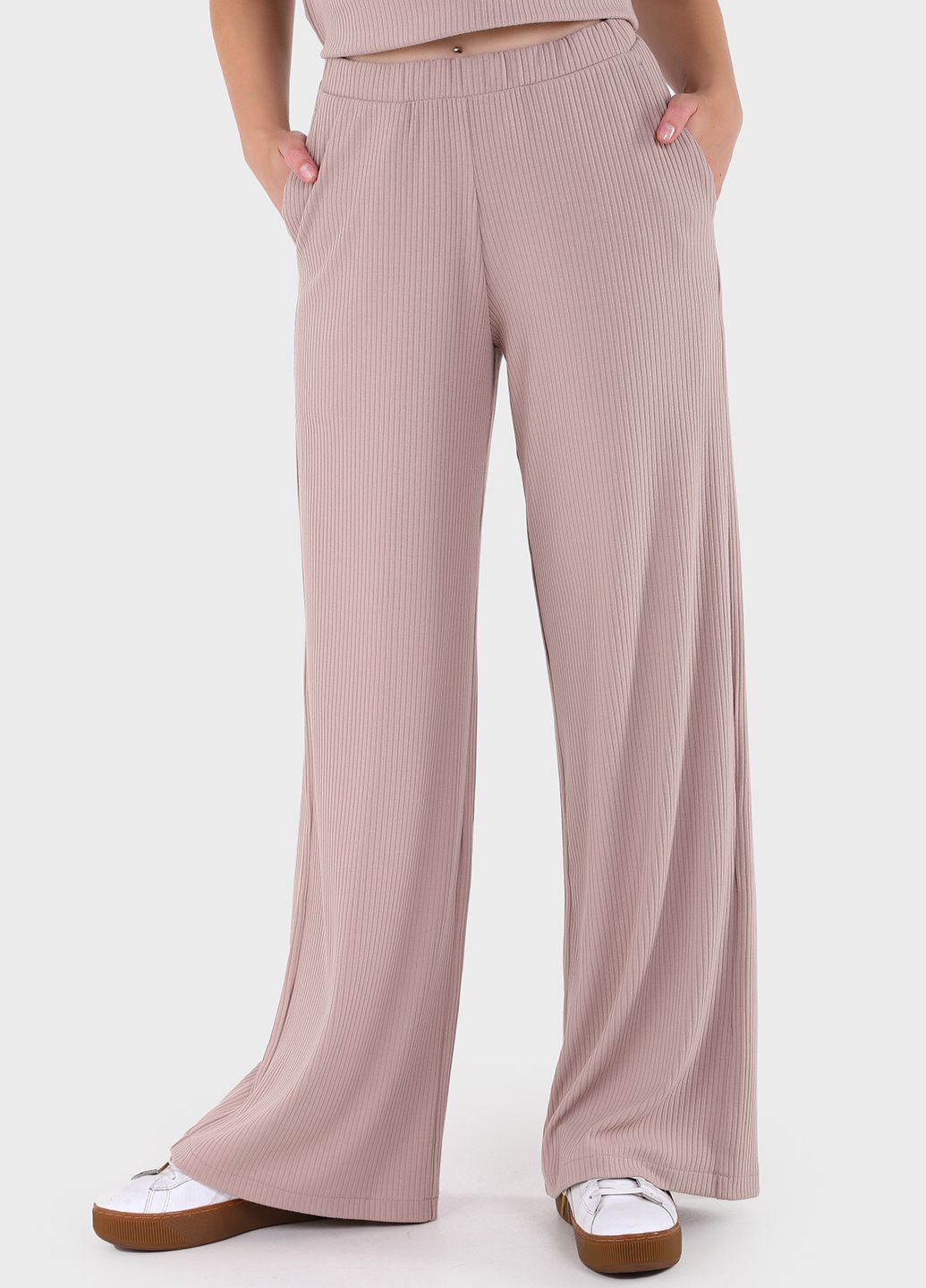 Купити Костюм жіночий в рубчик бежевого кольору Merlini Аліканте 100000099, розмір 42-44 в інтернет-магазині