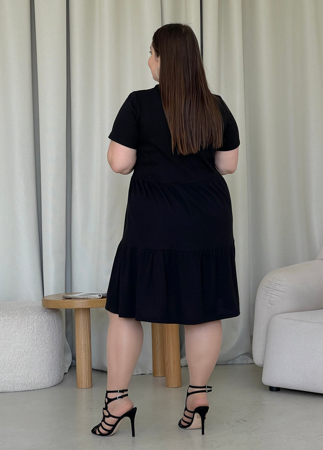 Купить Свободное платье трапеция миди черное Merlini Маркони 700001221 размер 42-44 (S-M) в интернет-магазине
