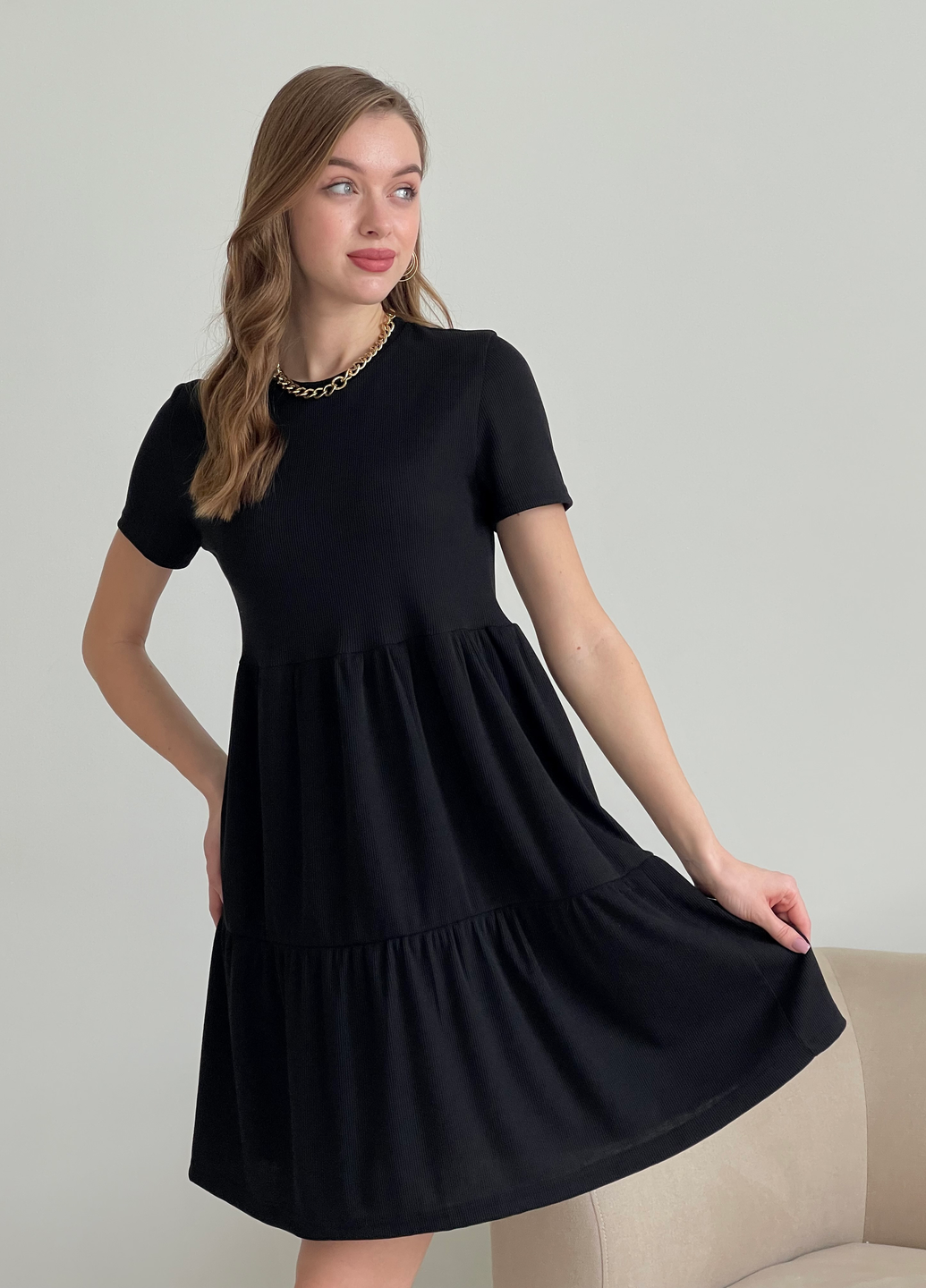 Купить Свободное платье трапеция миди черное Merlini Маркони 700001221 размер 42-44 (S-M) в интернет-магазине