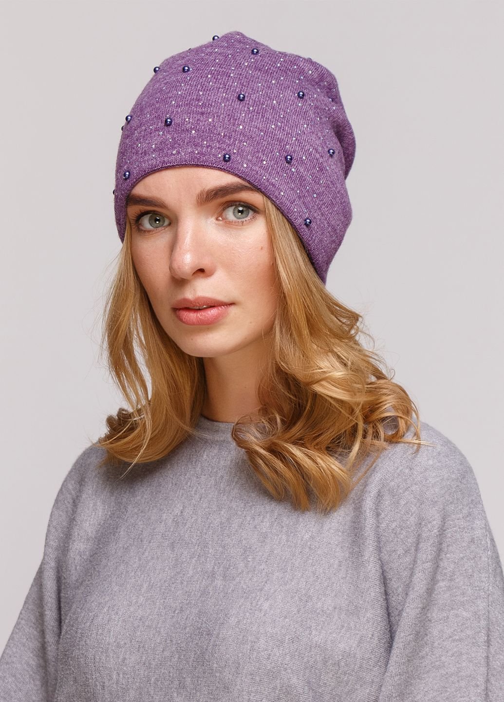 Купить Зимняя теплая женская шапка на флисовой подкладке DeMari Марс 550053 - Фиолетовый в интернет-магазине