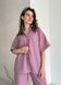 Женская льняная рубашка с коротким рукавом розовая Merlini Фриули 200000144, размер 42-44