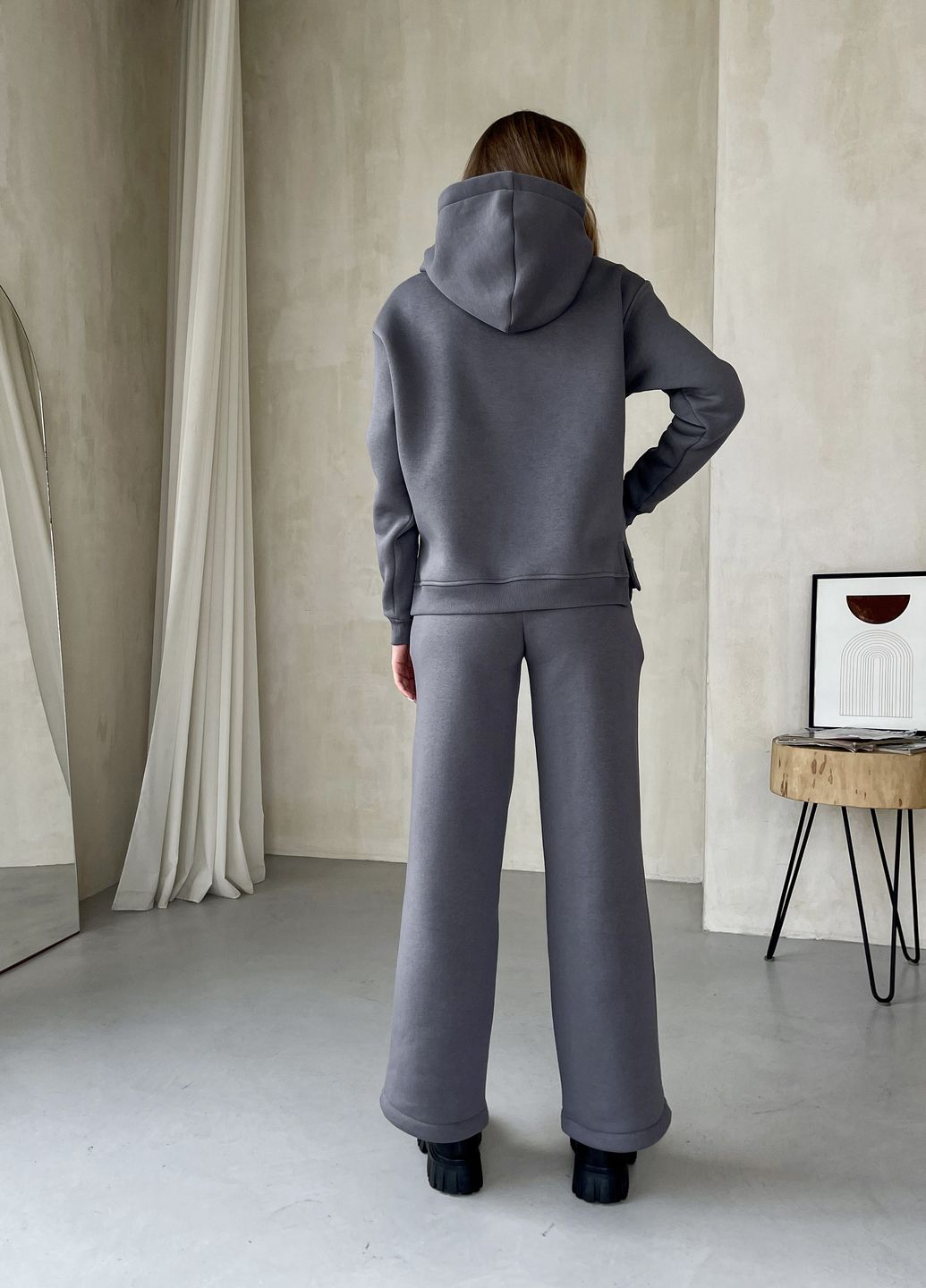 Купить Теплый костюм на флисе с широкими штанами и худи серый Merlini Тулон 100001063, размер 42-44 (S-M) в интернет-магазине