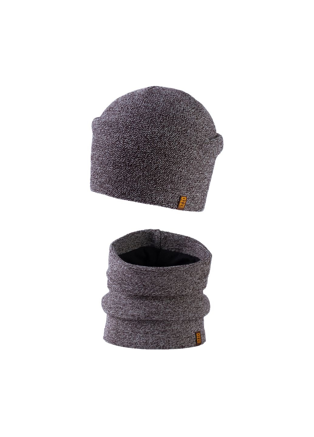 Купить Комплект (шапка, баф) Ozzi на флисовой подкладке 220080 - Коричневый в интернет-магазине