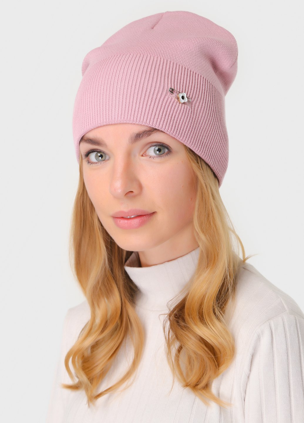 Купить Теплая кашемировая женская шапка без подкладки DeMari Маракуйя 500108 - Розовый в интернет-магазине