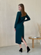 Длинное зеленое платье в рубчик с длинным рукавом Merlini Венето 700001143, размер 42-44 (S-M)