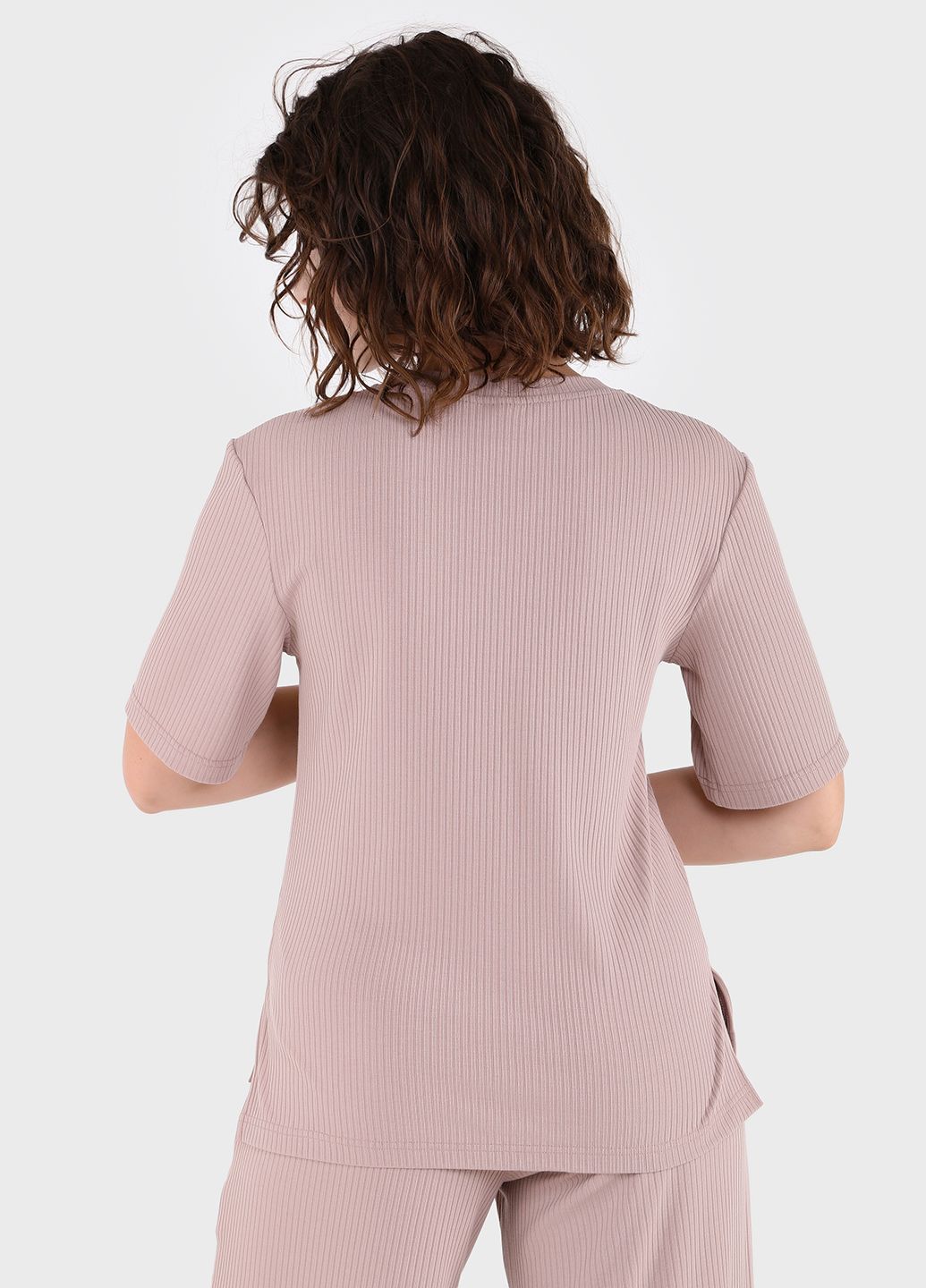 Купить Легкая футболка женская в рубчик Merlini Корунья 800000023 - Бежевый, 42-44 в интернет-магазине