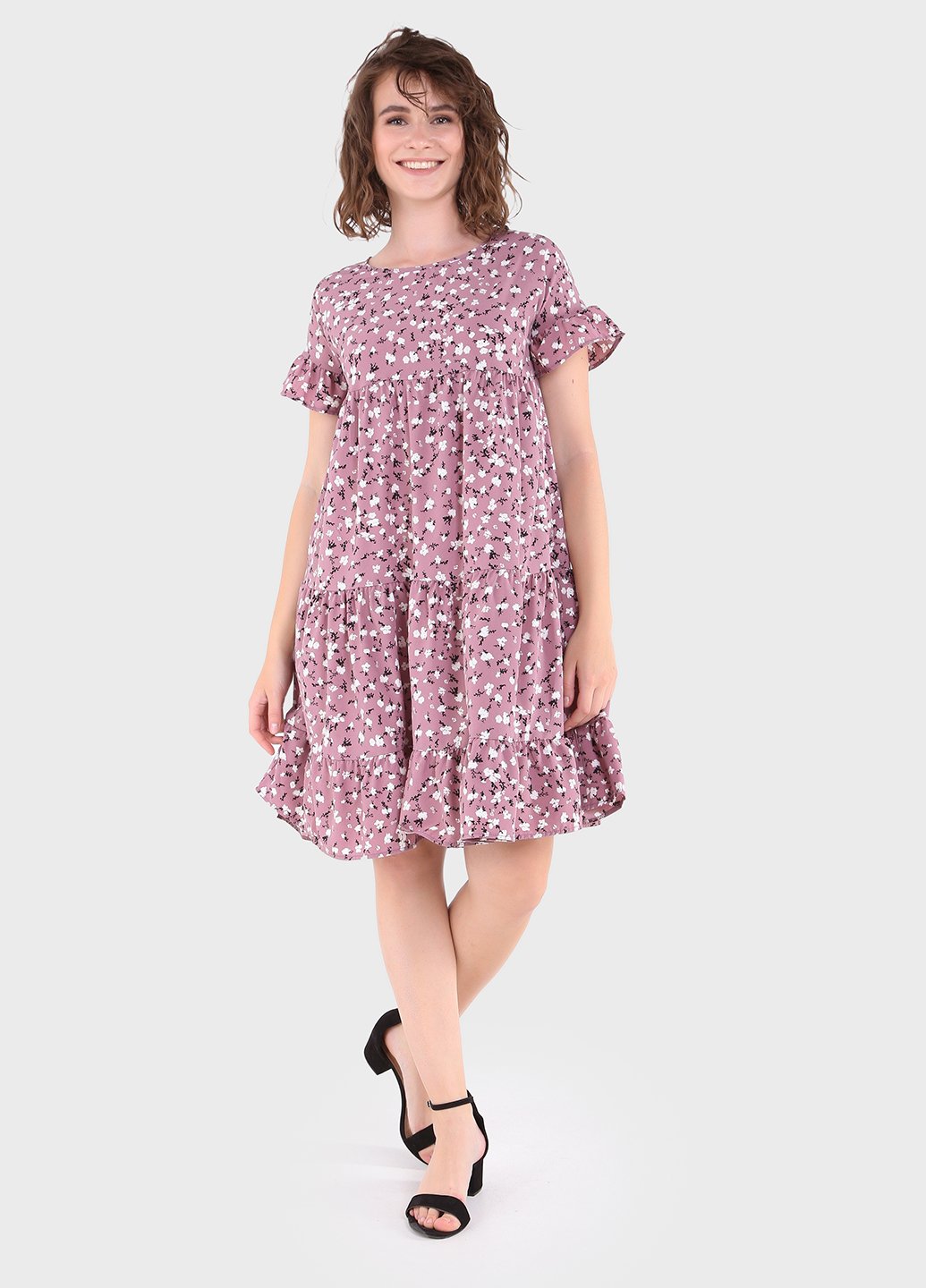 Купить Летнее хлопковое платье сиреневого цвета Merlini Цветы 700000021, размер 42-44 в интернет-магазине