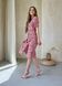 Женское платьедо колена с разрезом и цветочным принтом розовое Merlini Новара 700000221, размер 42-44 (S-M)