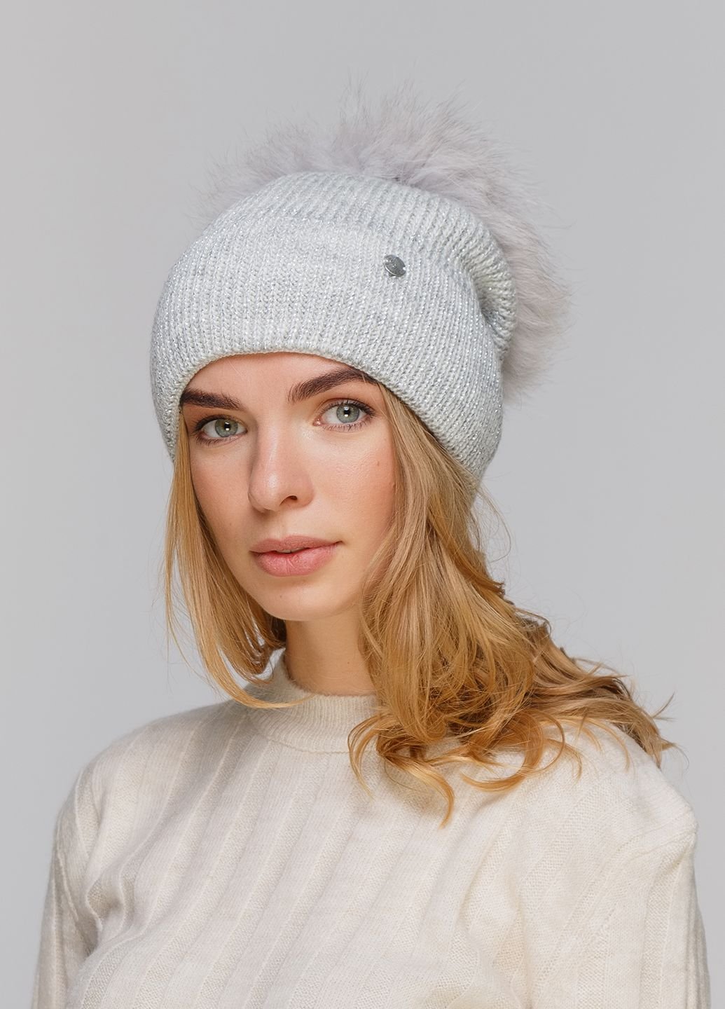 Купить Шерстяная шапка DeMari Гнездо 550161 - Серый в интернет-магазине