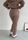 Теплый спортивный костюм женский кофейного цвета на флисе двойка: худи, спортивные штаны Лекко 100000177, размер 42-44