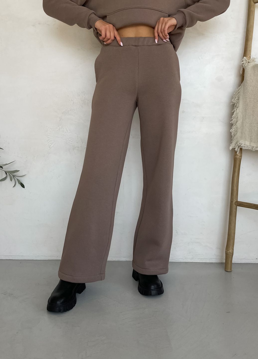 Купить Теплый костюм на флисе с широкими штанами и худи бежевый Merlini Тулон 100001064, размер 42-44 (S-M) в интернет-магазине
