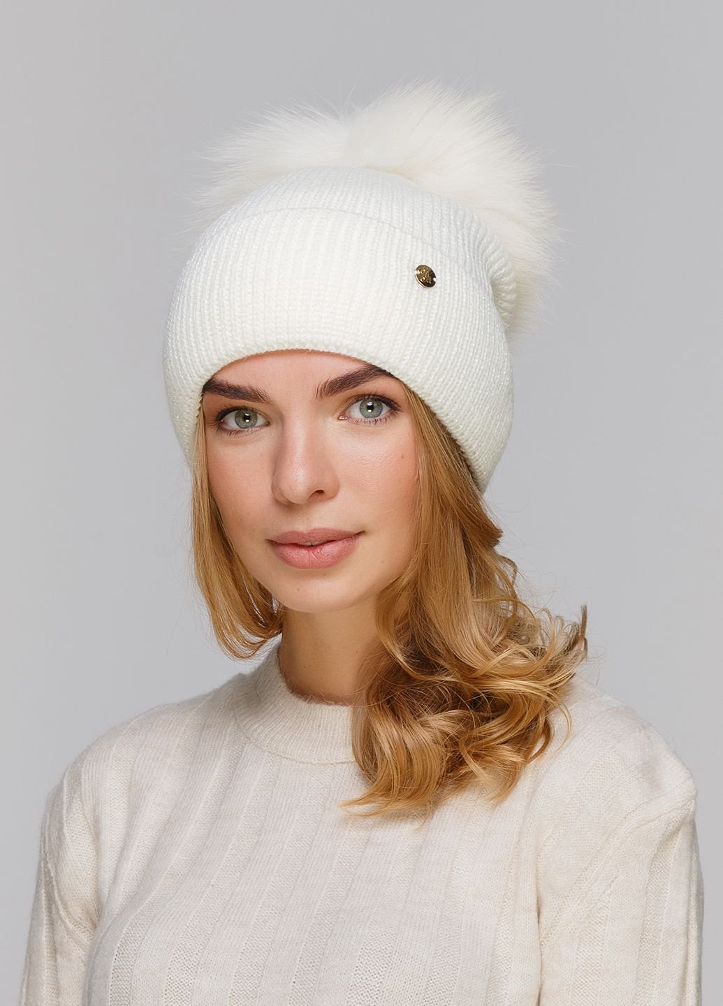 Купить Шерстяная шапка DeMari Гнездо 550162 - Молочный в интернет-магазине