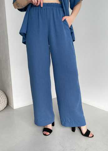 Женские брюки клеш от бедра из льна синие Merlini Палуцца 600000143, размер42-44 - Интернет-магазин \