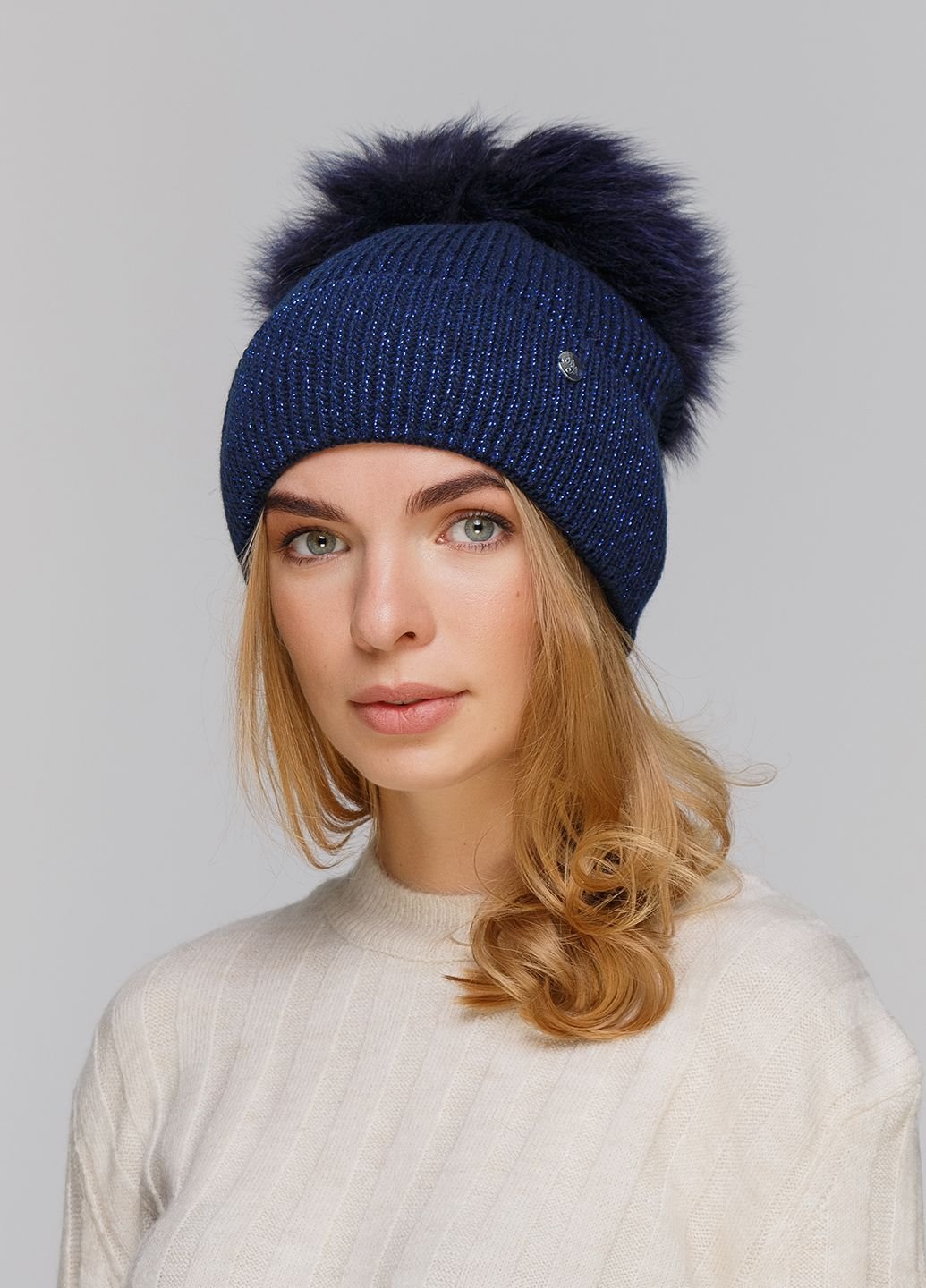 Купить Шерстяная шапка DeMari Гнездо 550163 - Синий в интернет-магазине