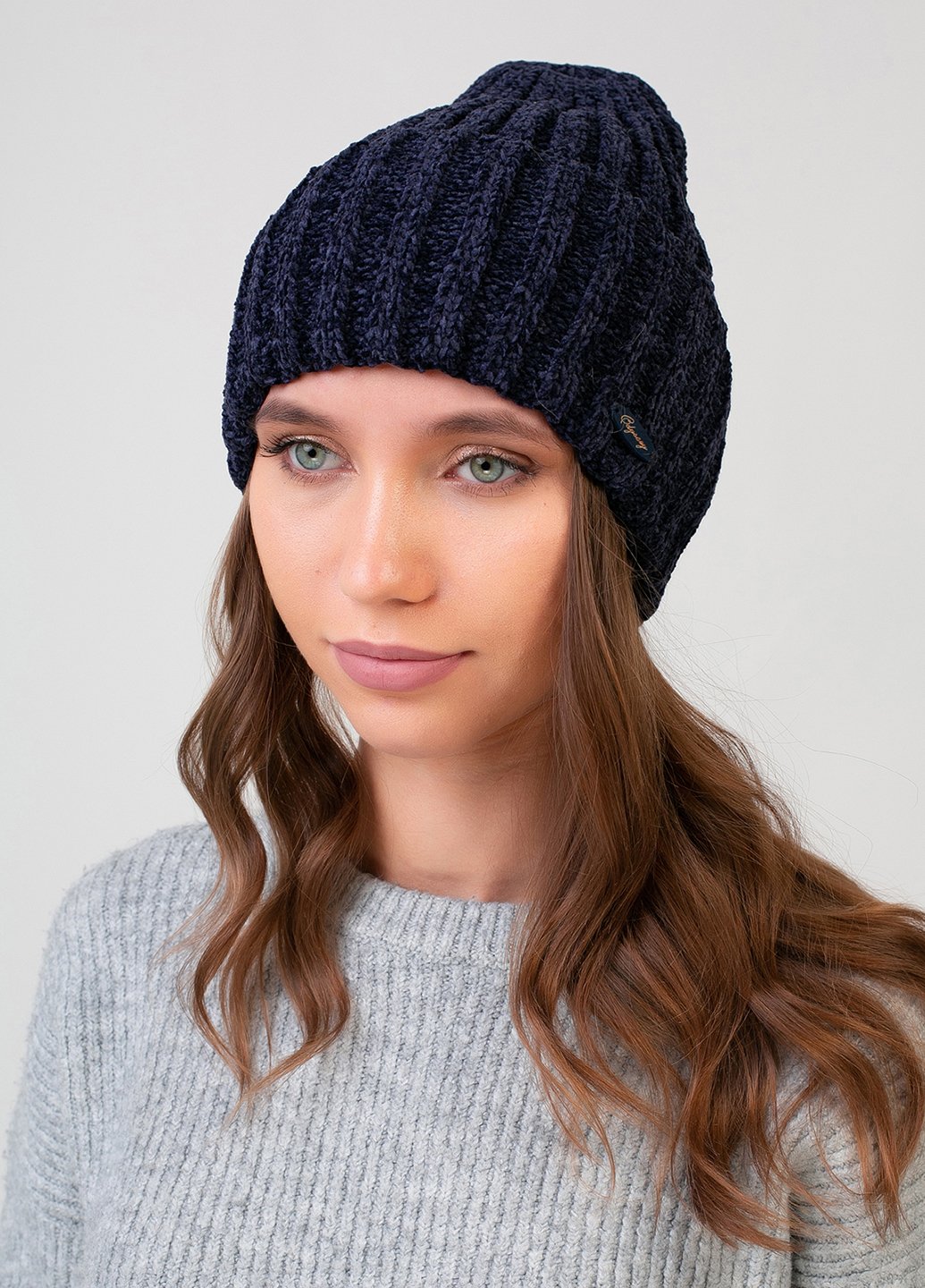 Купить Теплая зимняя велюровая шапка Merlini Калабрия 330067 - Синий в интернет-магазине