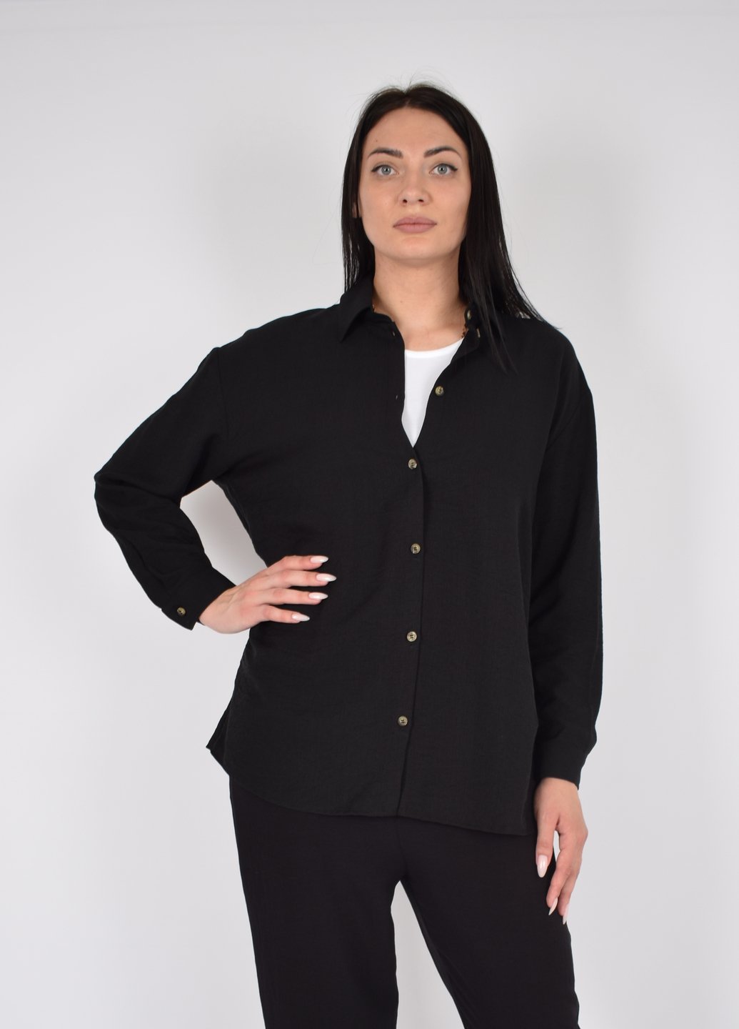 Купити Сорочка жіноча з довгим рукавом чорного кольору Merlini Беллуно 200000068, розмір 42-44 в інтернет-магазині
