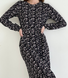 Длинное платье в цветочек черное с длинным рукавом Merlini Фори 700001203, размер 42-44 (S-M)