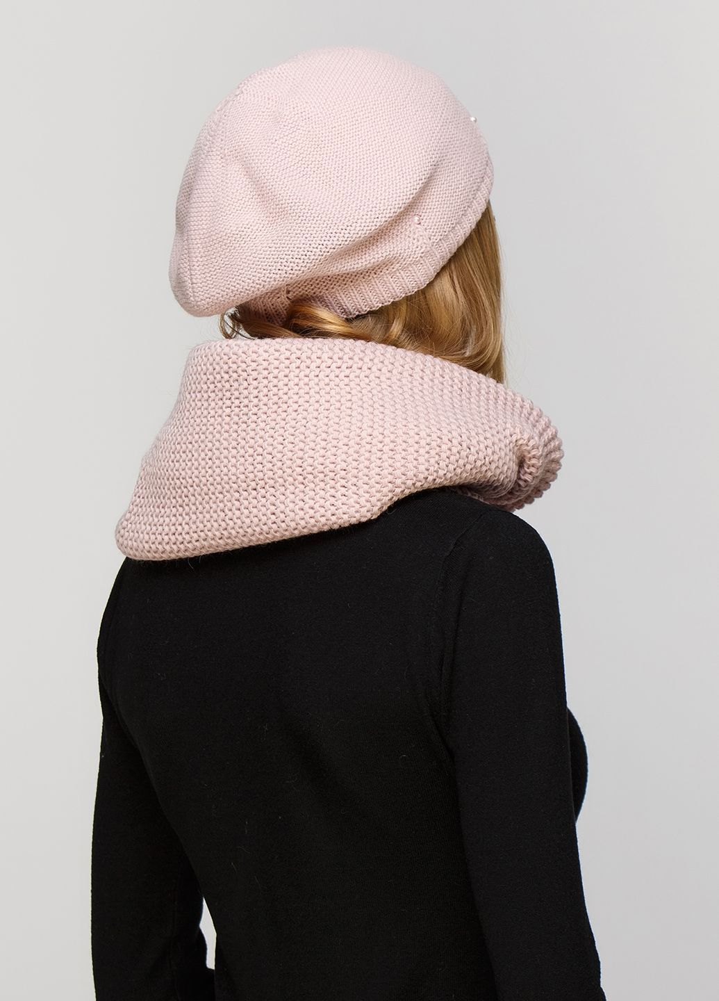 Купити Комплект (берет, шарф-сніг) DeMari ПерлиК 660108 - Світло-пудровий в інтернет-магазині
