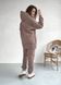 Теплый спортивный костюм женский кофейного цвета на флисе двойка: худи, спортивные штаны Брианца 100000187, размер 42-44