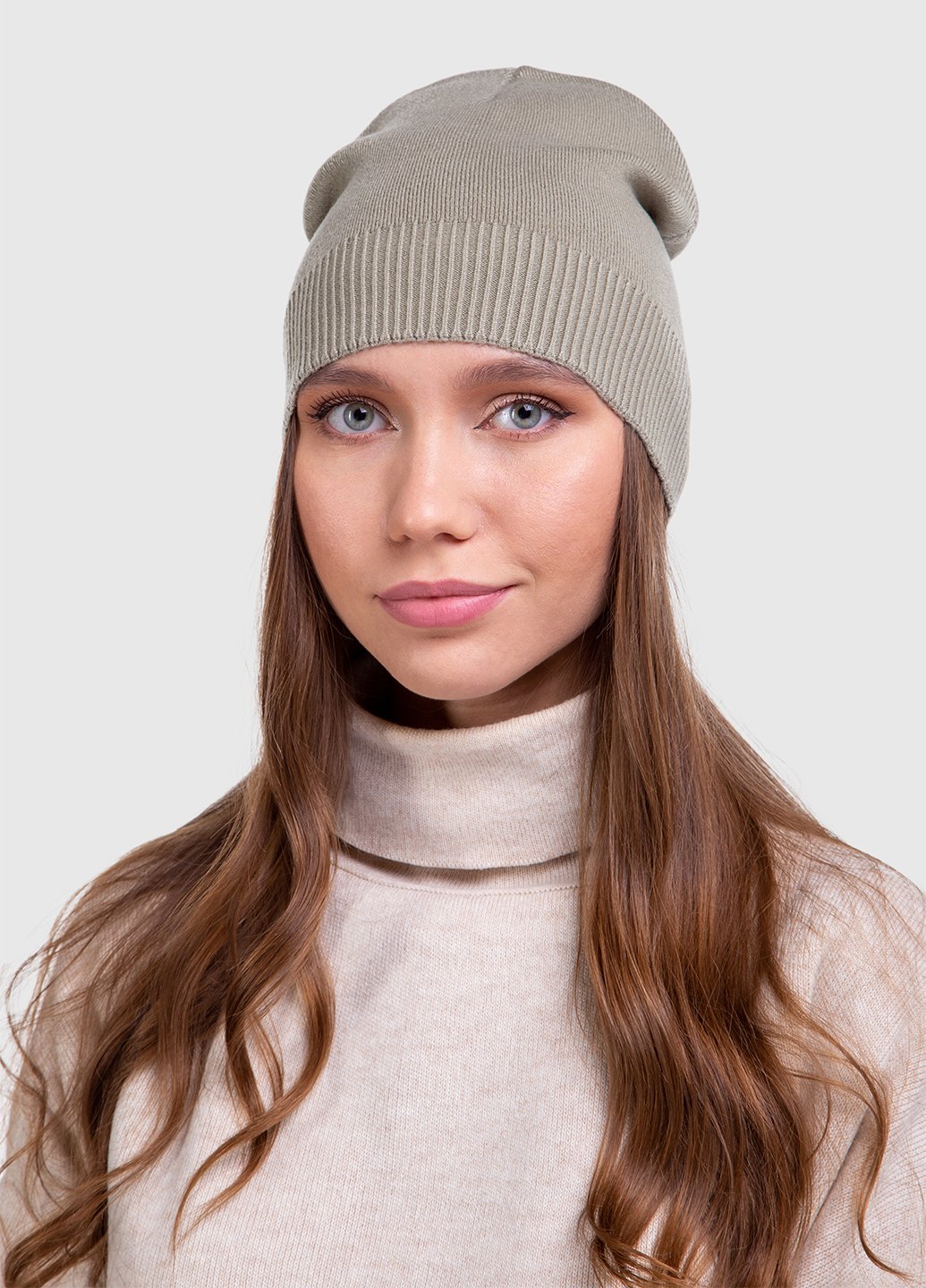 Купить Зимняя теплая кашемировая шапка без подкладки Merlini Тифани 360007 - Оливковый в интернет-магазине