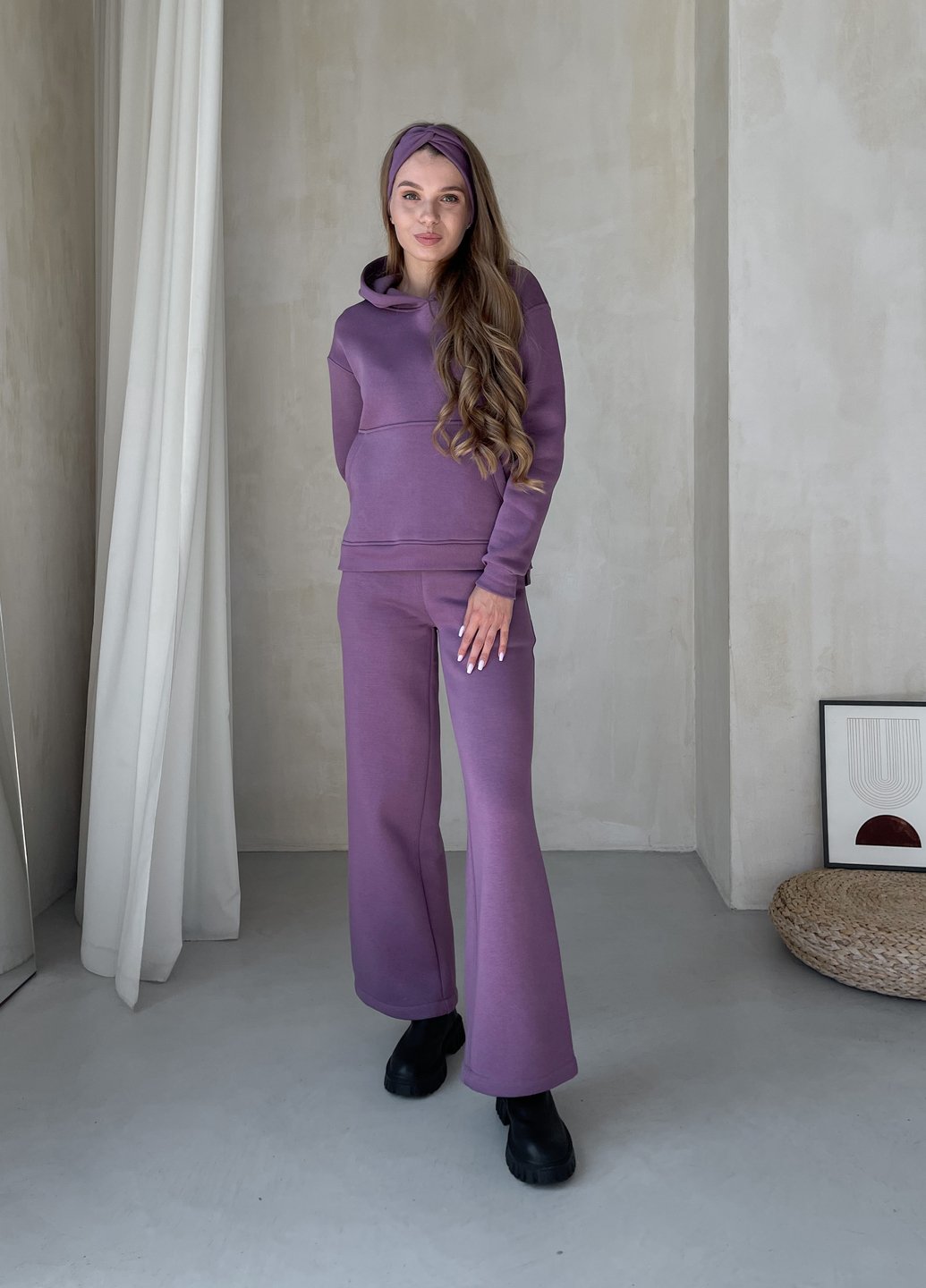 Купити Теплий костюм на флисі з широкими штанами та худі фіолетовий Merlini Тулон 100001065, розмір 42-44 (S-M) в інтернет-магазині