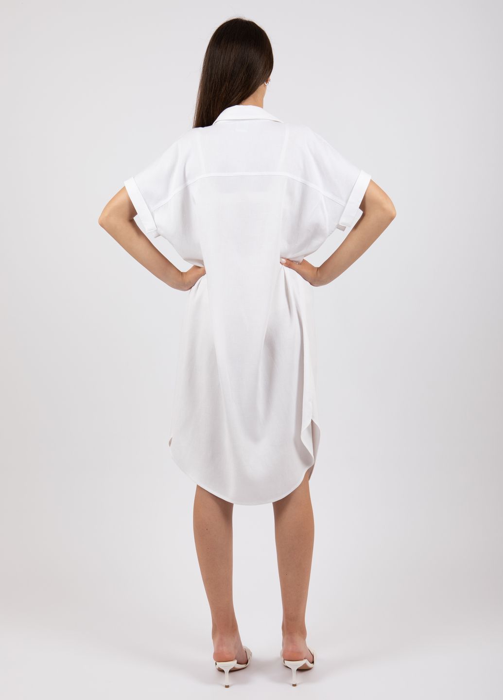 Купить Льняное платье-рубашка Merlini Орлеан 700000002 - Белый, 42-44 в интернет-магазине