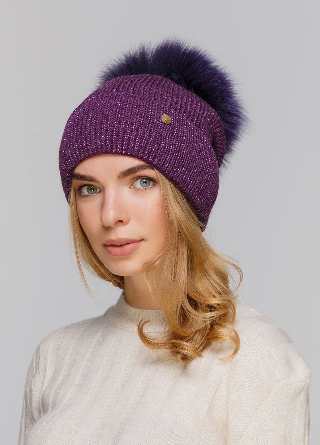Купить Шерстяная шапка DeMari Гнездо 550167 - Фиолетовый в интернет-магазине