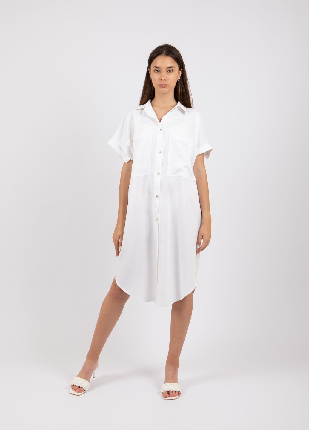 Купити Льняна сукня-сорочка Merlini Орлеан 700000002 - Білий, 42-44 в інтернет-магазині