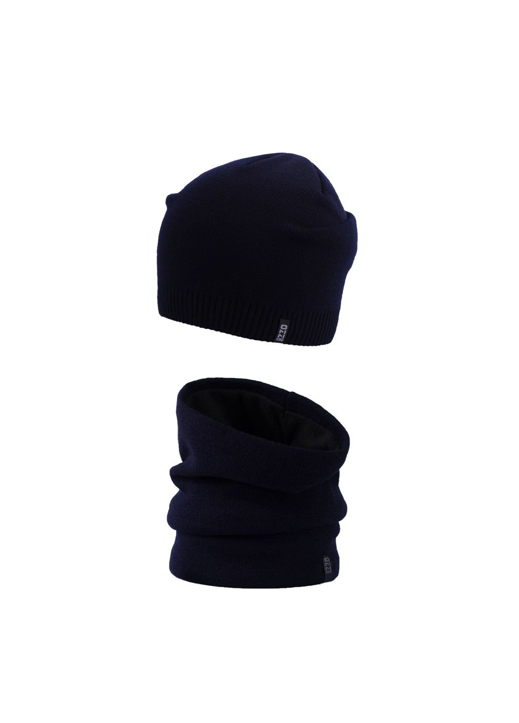 Купить Комплект (шапка, баф) Ozzi на флисовой подкладке 220039 - Синий в интернет-магазине
