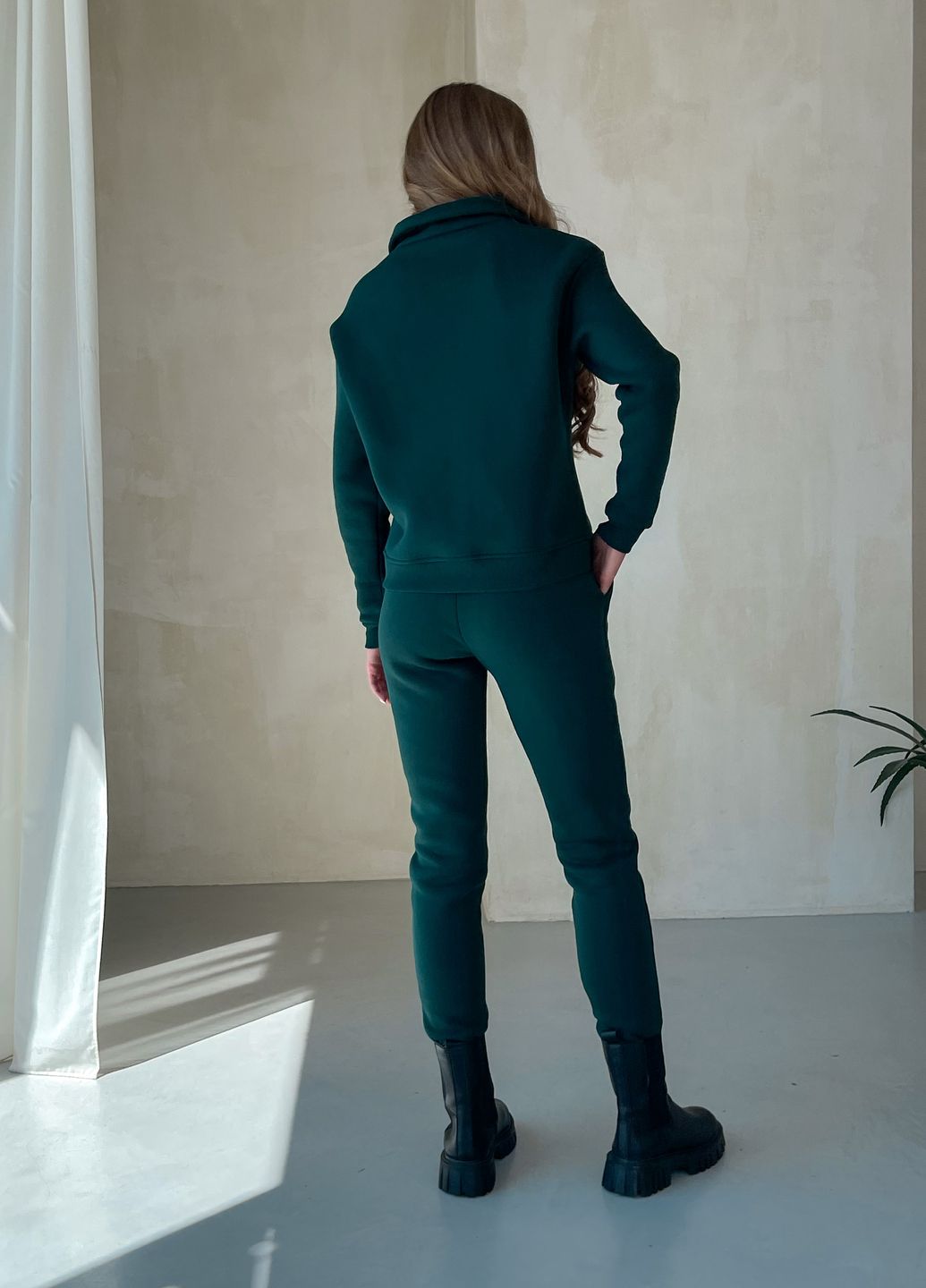 Купить Теплый женский костюм на флисе с кофтой на молнии зелёный Merlini Анже 100001082, размер 42-44 (S-M) в интернет-магазине