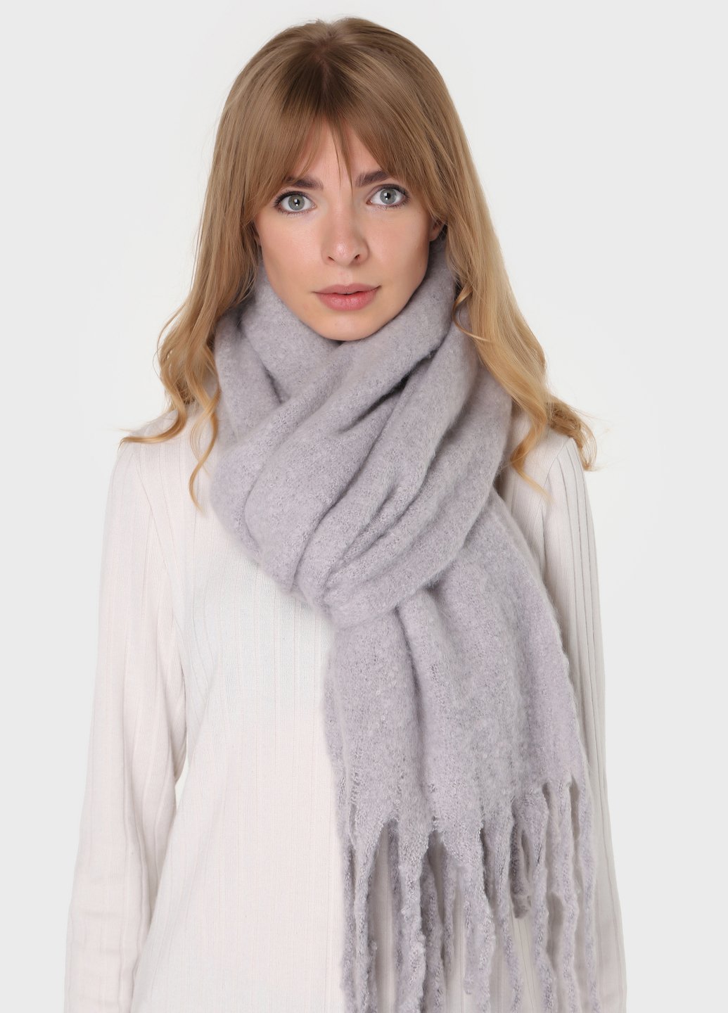 Купить Шерстяной шарф Merlini Бильбао (185*40 см) 446010 - Серый в интернет-магазине