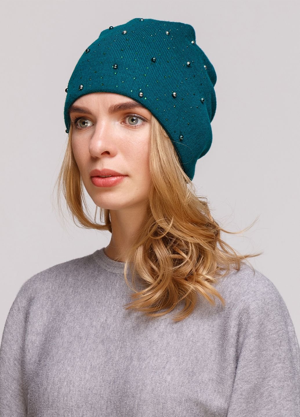 Купить Зимняя теплая женская шапка на флисовой подкладке DeMari Марс 550040 - Зелёный в интернет-магазине