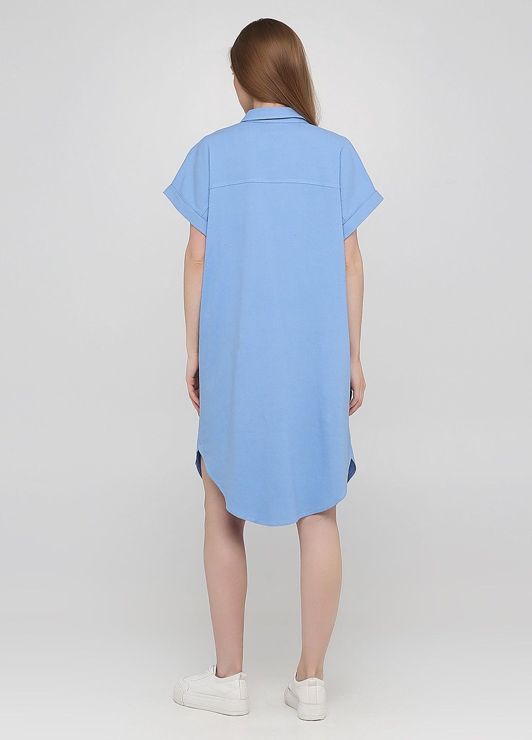 Купить Льняное платье-рубашка Merlini Орлеан 700000003 - Голубой, 42-44 в интернет-магазине