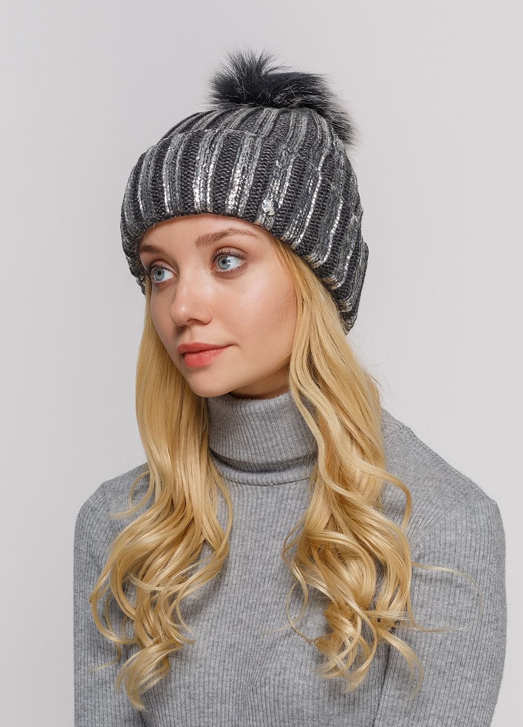 Купить Шерстяная шапка DeMari Манго 550519 - Тёмно-Серый в интернет-магазине