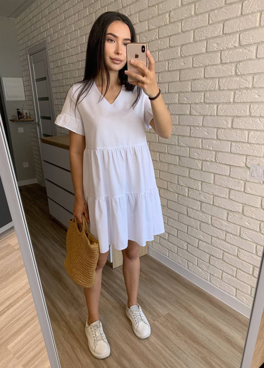 Купити Літня льняна сукня білого кольору Merlini Однотонна 700000024, розмір 42-44 в інтернет-магазині