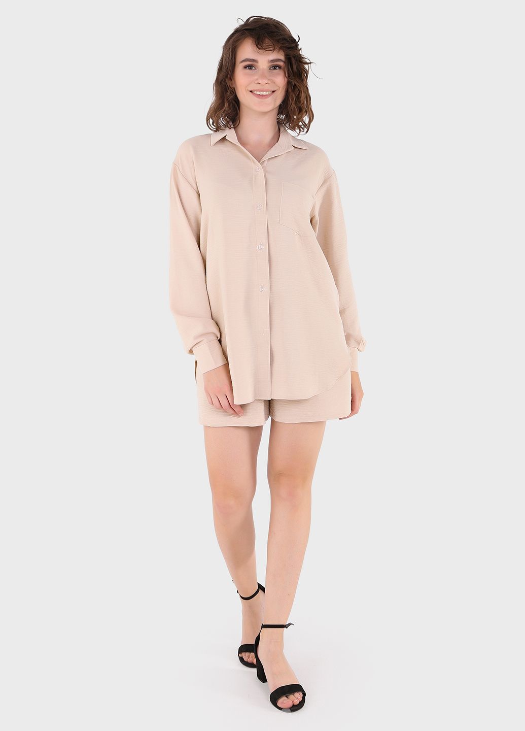 Купить Модный летний костюм женский бежевого цвета Merlini Лето 100000134, размер 46-48 в интернет-магазине