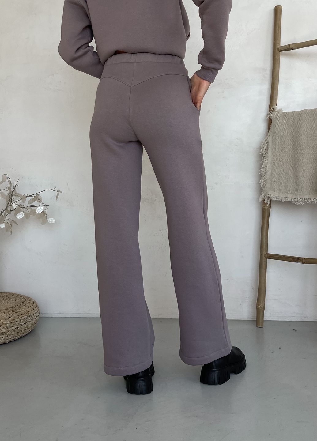Купить Теплый костюм на флисе с широкими штанами и худи бежевый Merlini Тулон 100001066, размер 42-44 (S-M) в интернет-магазине