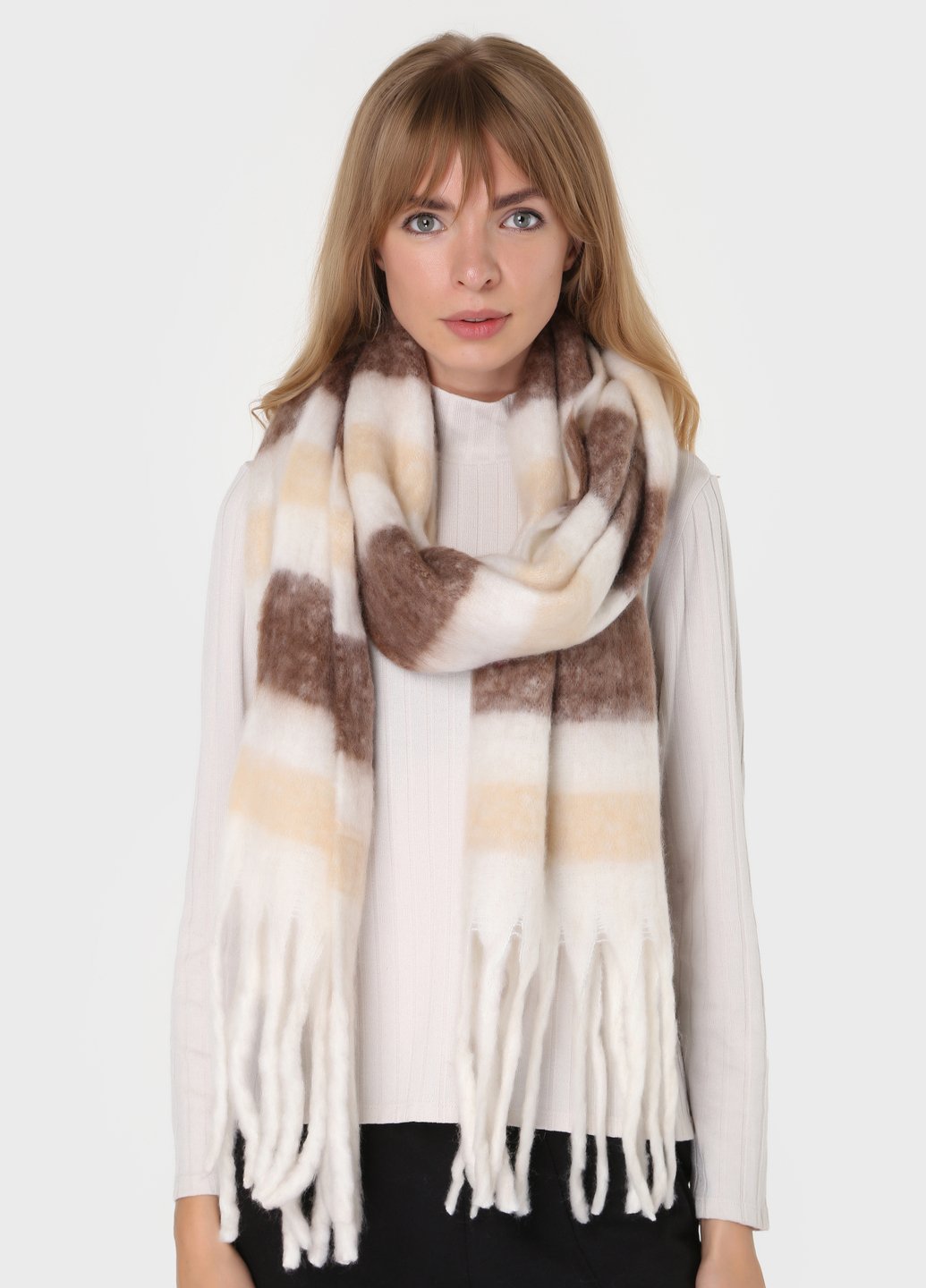 Купить Шерстяной шарф Merlini Кордоба (185*40 см) 445010 - Бежевый в интернет-магазине