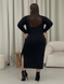 Длинное платье черное в рубчик с длинным рукавом Merlini Кондо 700001161, размер 42-44 (S-M)