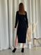 Довга сукня чорна в рубчик з довгим рукавом Merlini Кондо 700001161, розмір 42-44 (S-M)