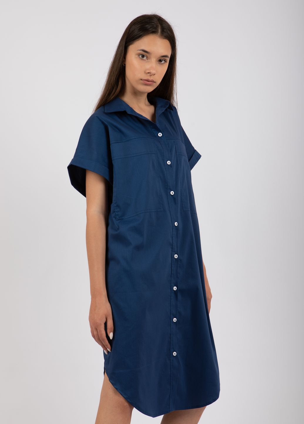 Купить Оверсайз хлопковое платье-рубашка Merlini Руан 700000004 - Синий, 42-44 в интернет-магазине
