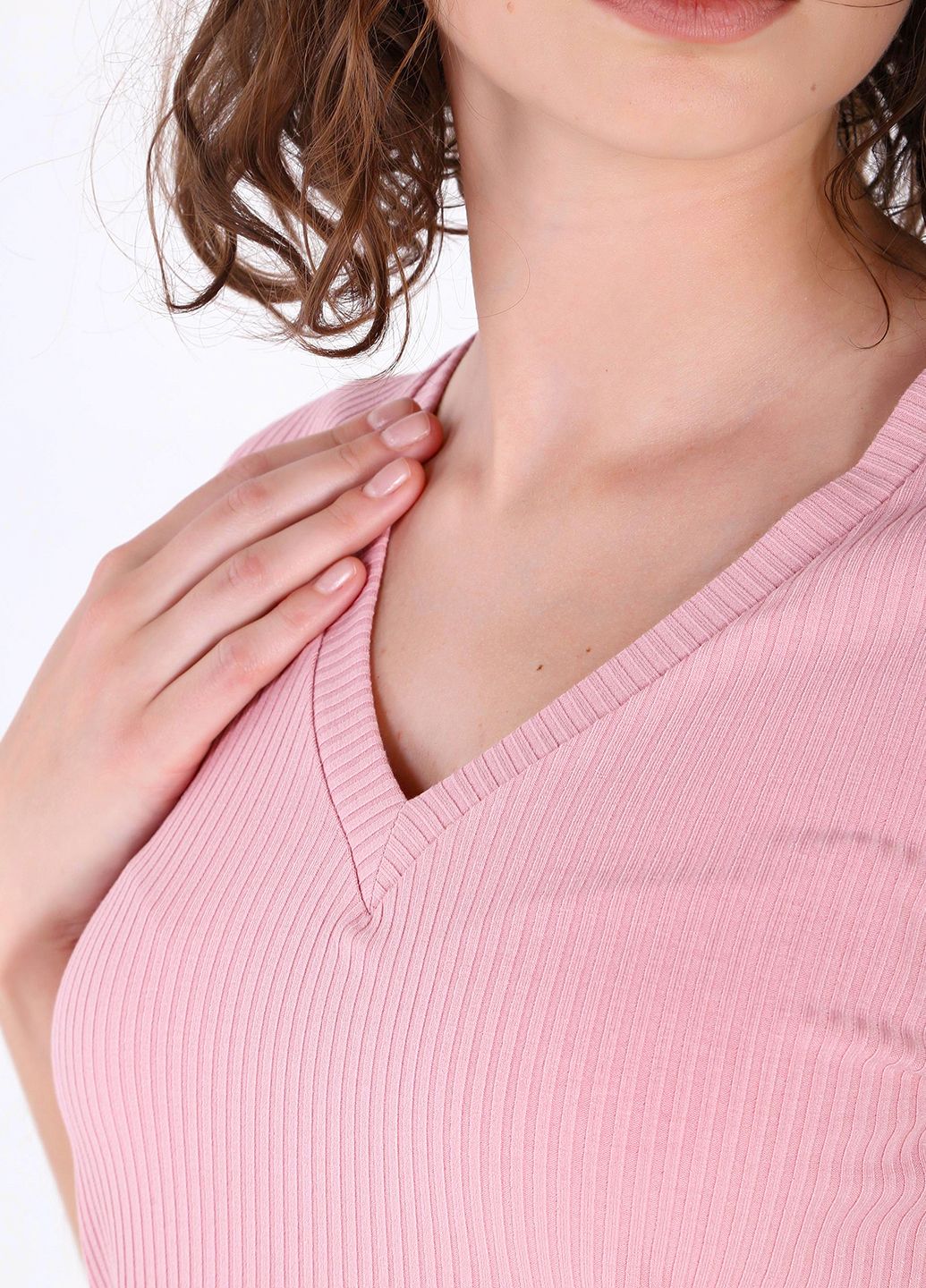 Купить Легкая футболка женская в рубчик Merlini Корунья 800000026 - Розовый, 42-44 в интернет-магазине