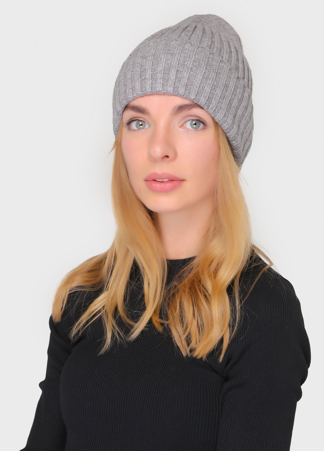 Купить Зимняя теплая кашемировая шапка без подкладки Merlini Агатис 360148 - Серый в интернет-магазине