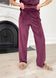 Теплая велюровая женская пижама 3: халат, брюки, футболка бордового цвета Merlini Буя 100000212, размер 42-44