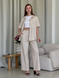Льняний костюм з брюками палаццо та сорочкою бежевий Лорен 100001206 розмір 42-44 (S-M)