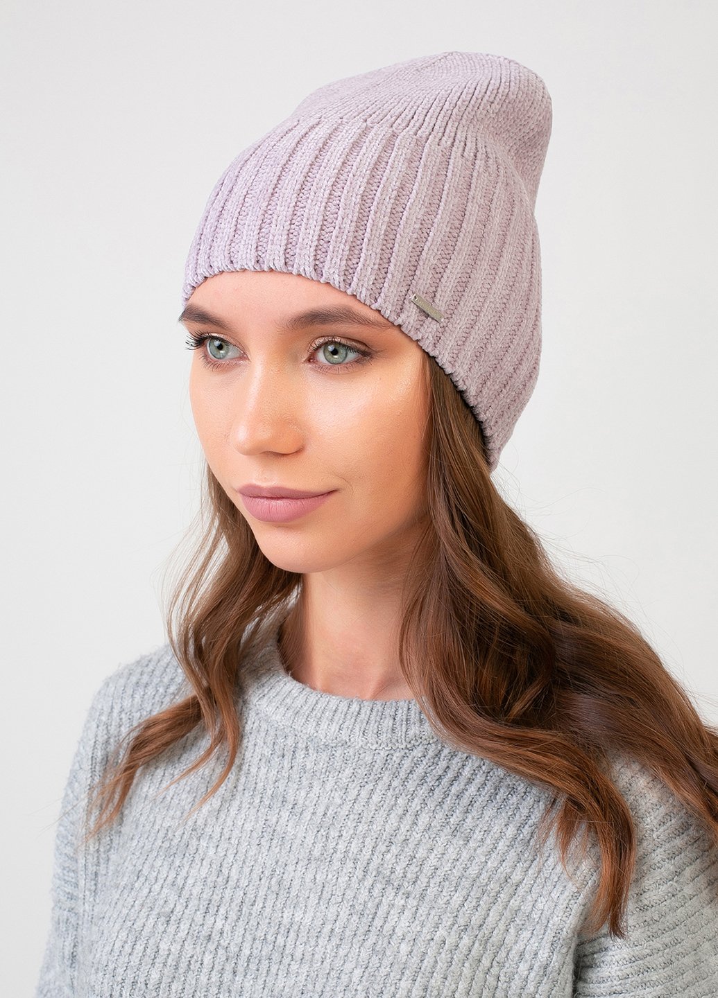 Купити Тепла зимова велюрова шапка Merlini Бука 330016 - Бузковий в інтернет-магазині