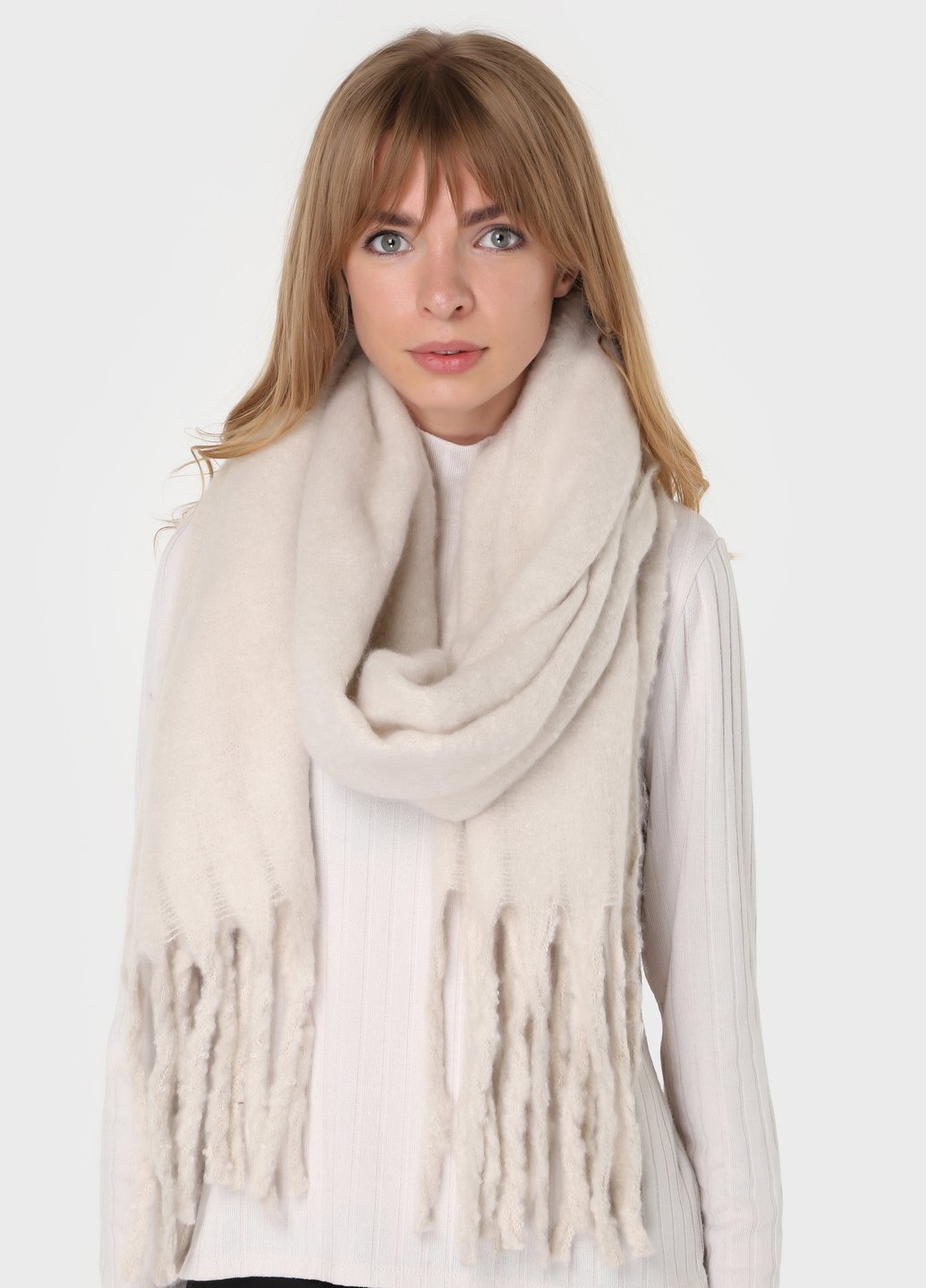 Купить Шерстяной шарф Merlini Бильбао (185*40 см) 446001 - Светло-бежевый в интернет-магазине